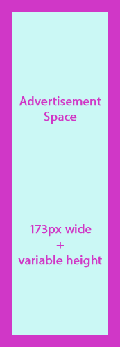 A pink and blue poster with the words advertisement space